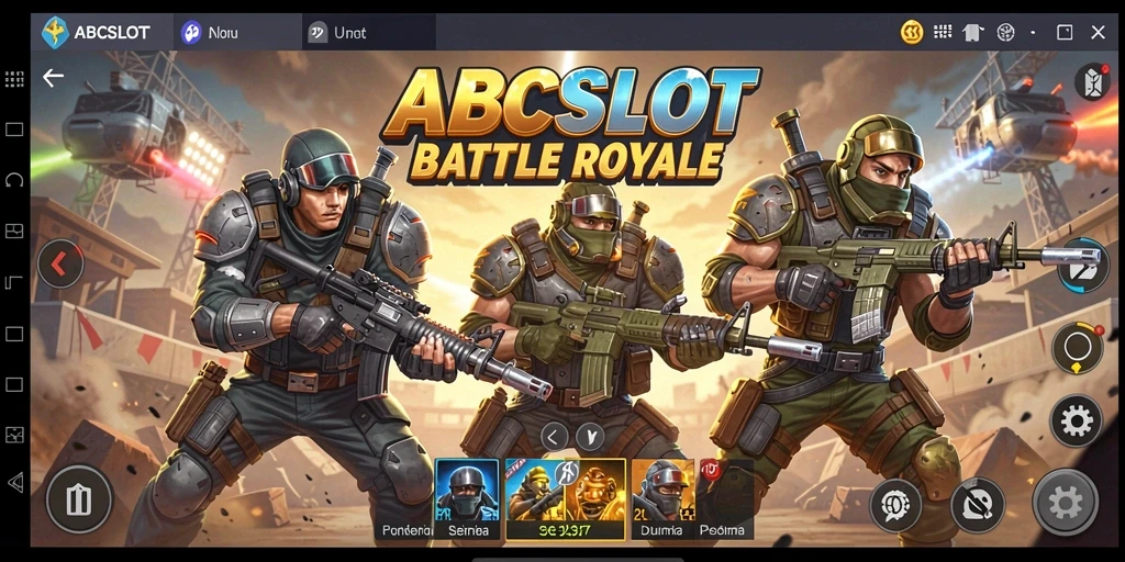 Screenshot permainan ABCSLOT menampilkan aksi Battle Royale yang menegangkan.