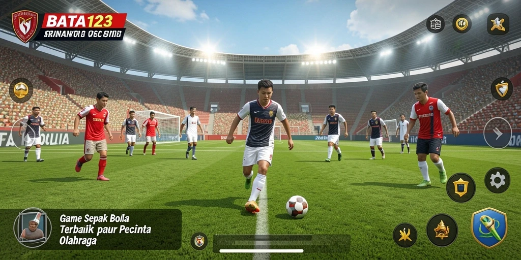 Tampilan layar permainan BATA123 dalam aksi sepak bola yang menarik.