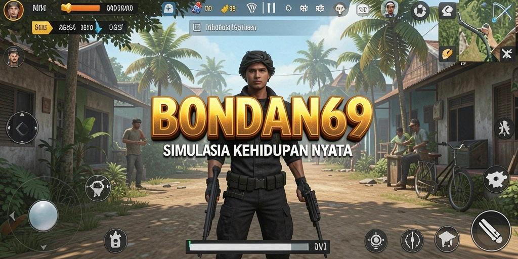 Screenshot gameplay BONDAN69 menunjukkan interaksi karakter dan dunia virtual yang kaya.