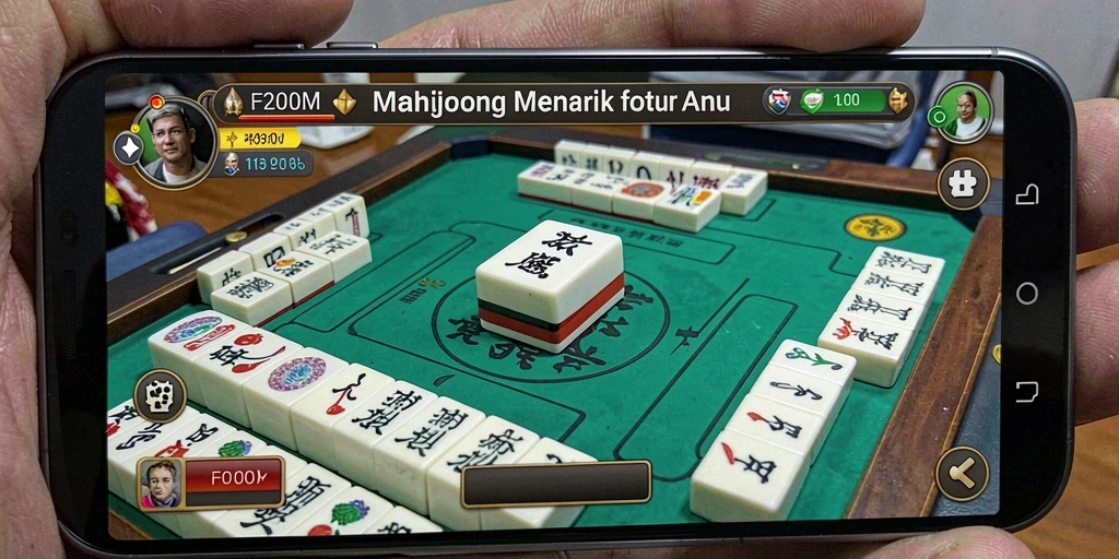 Tampilan screenshot utama F200M menunjukkan suasana permainan Mahjong yang seru.