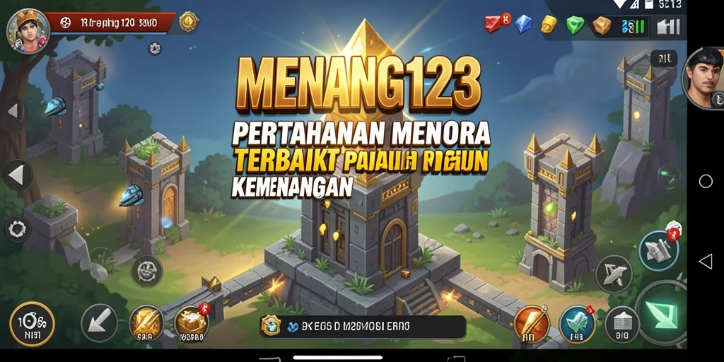 Screenshot MENANG123 menampilkan gameplay Tower Defense yang seru.